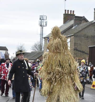 Straw Bear Festival at Whittlesey 2019 with Morris  Dancing in Market Street EMN-190119-121932009
