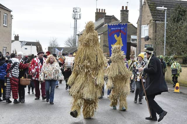 Straw Bear Festival at Whittlesey 2019 with Morris  Dancing in Market Street EMN-190119-121550009