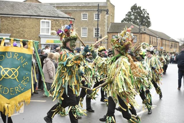 Straw Bear Festival at Whittlesey 2019 with Morris  Dancing in Market Street EMN-190119-121719009