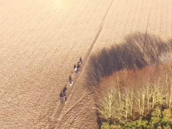 Aerial footage of the hare coursers captured by a police drone in South Lincolnshire