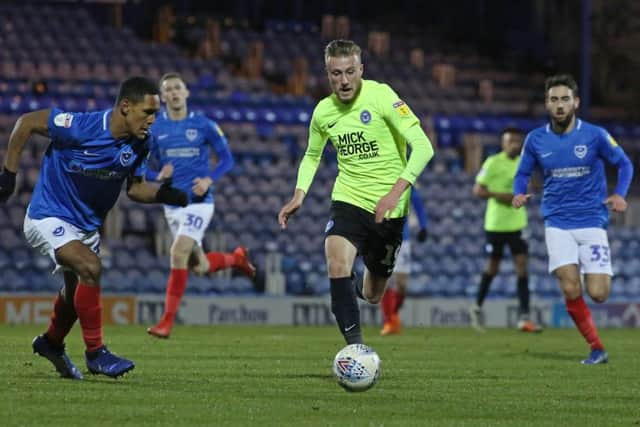George Cooper of Peterborough United in action against Portsmouth - Mandatory by-line: Joe Dent/JMP - 22/01/2019 - FOOTBALL - Fratton Park - Portsmouth, England - Portsmouth v Peterborough United - Checkatrade Trophy