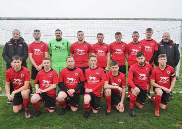 Stilton UNited beat NECI in a Peterborough Junior Cup quarter-final last weekend. They are, back row, left to right, Chris Bartlett, Dean Giglio, Steve Shaw, Luke McDowell, Kevin Holt, Jacob Bingham, Andrew Bradley, Niall Burnage, Paul Burnage. (front) Kyial West, Ashley Brand, Philip Wells, Jack Keenan, Dan Stephens, Tom Flatters, Lewis McManus. Photo: David Lowndes.