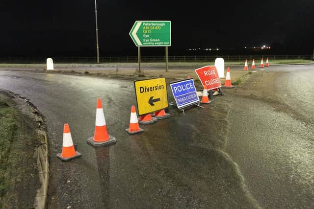 The A16 is shut between Peterborough and Crowland. Photo: Terry Harris