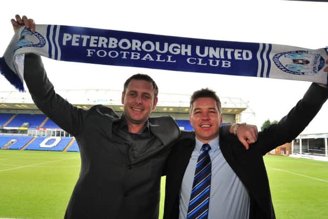 Darragh MacAnthony (left) and Darren Ferguson after the latter returned for a second spell as Posh manager.