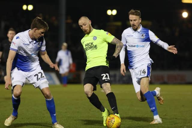 Posh substitute Marcus Maddison in action at Bristol Rovers. Photo: Joe Dent/theposh.com.