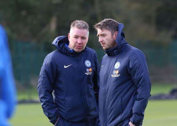 Darren Ferguson on the training ground with assistant Gavin Strachan.
