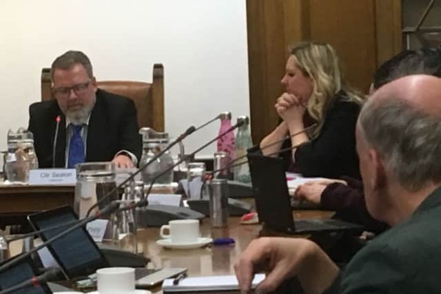 Cllr David Seaton (left) during the meeting