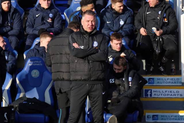 Posh boss Darren Ferguson watches the match against Plymouth.  Photo: Joe Dent/theposh.com.