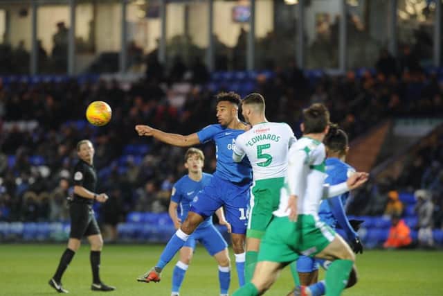 Rhys Bennet in action for Posh against Plymouth. Photo: David Lowndes.