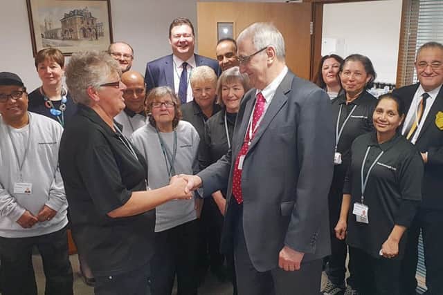 The Peterborough Limited board greet members of the building cleaning team on their first day
