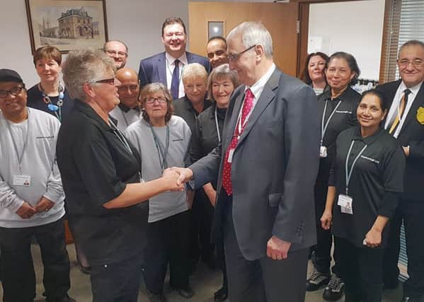 The Peterborough Limited board greet members of the building cleaning team on their first day