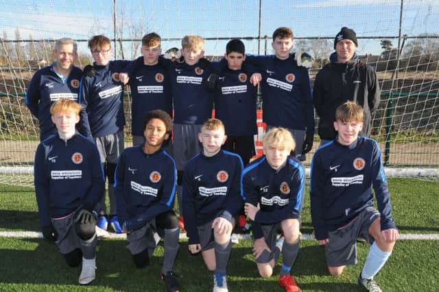 Deeping Rangers Under 15s are pictured before their 2-1 defeat by FC United Hammers. From the left are, back,  David Henderson, Ethan Edwards, Finley Nottingham, Harvey Henderson, Lloyd Barker, Liam Skerritt, Matt Rickards, front,  Jay Neame, Ali Mustafa, Henry Barsby, Sid OConnell and Archie Rickards.