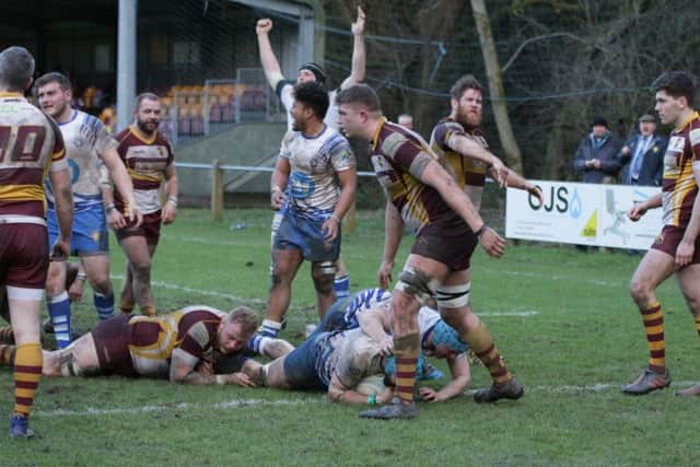 Tom Lewis scores the first Lions try. Picture: Mick Sutterby