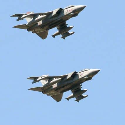 RAF Marham Tornado GR4 in formation. It is hoped there will be three aircraft flying over Lincolnshire. EMN-190213-114027001