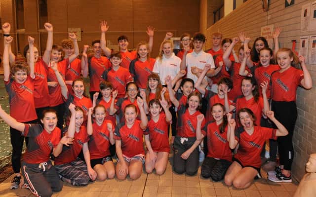 The Deepings Swimming Club squad celebrating at the County Championships. Picture: Chris Lowndes