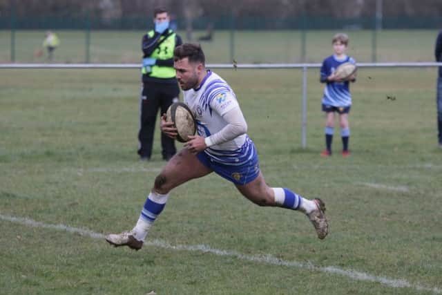 Ben Young races in for the first Lions try. Picture: Mick Sutterby