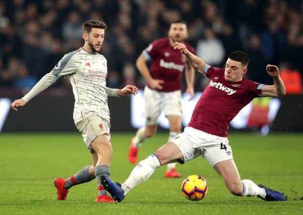 Declan Rice (right) in action for West Ham.