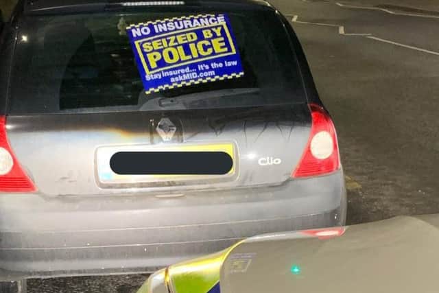 Vehicle stopped in Peterborough. Being driven uninsured. Driver reported, vehicle seized