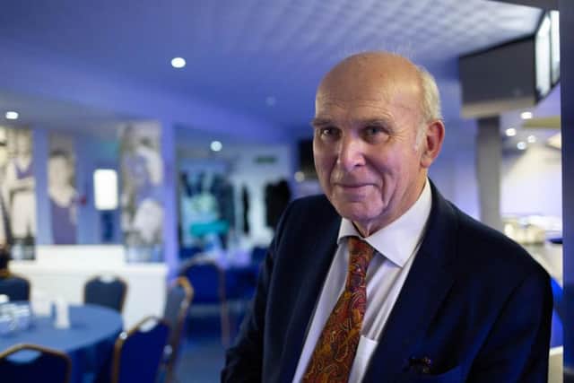 Vince Cable at the Peterborough United ground. Photo: Terry Harris