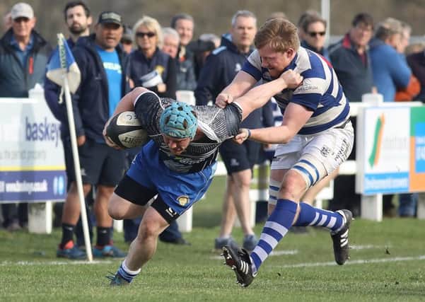 Lions hooker Jack Askham is collared by a Tynedale opponent. Picture: Mick Sutterby
