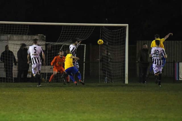 Peterborough Northern Star concede a goal against Pinchbeck United. Photo: Chantell McDonald. @cmcdphotos.