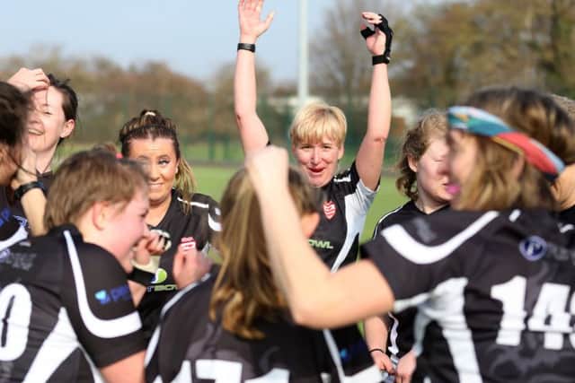 Bourne Deeping Ladies 2nds celebrate their East League title success. Photo: Kate Louise McShane.