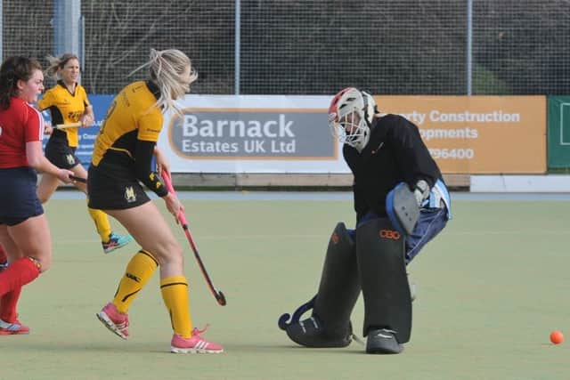 Action from City of Peterborough Ladies 3rds 4-3 win over March in the East League. Photo: David Lowndes.