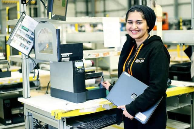 Sunha Zulfiqa at work at Amazon in Peterborough.