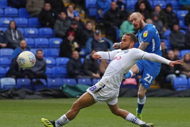 Marcus Maddison of Peterborough United scores his second and his side's fourth goal of the game. Picture: Joe Dent