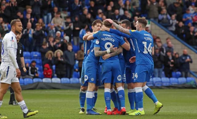 Marcus Maddison of Peterborough United celebrates scoring his second goal of the game with team-mates - Mandatory by-line: Joe Dent/JMP - 02/03/2019 - FOOTBALL - ABAX Stadium - Peterborough, England - Peterborough United v Wycombe Wanderers - Sky Bet League One