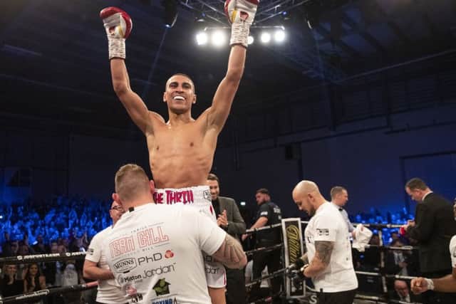 Jordan Gill after winning the WBA International featherweight title. Picture: Dave Thompson/Matchroom