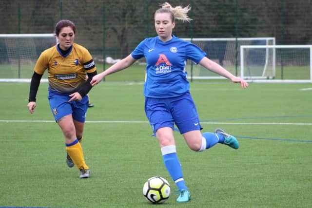 Megan Parrett on the ball for Posh. Picture: Gary Reed
