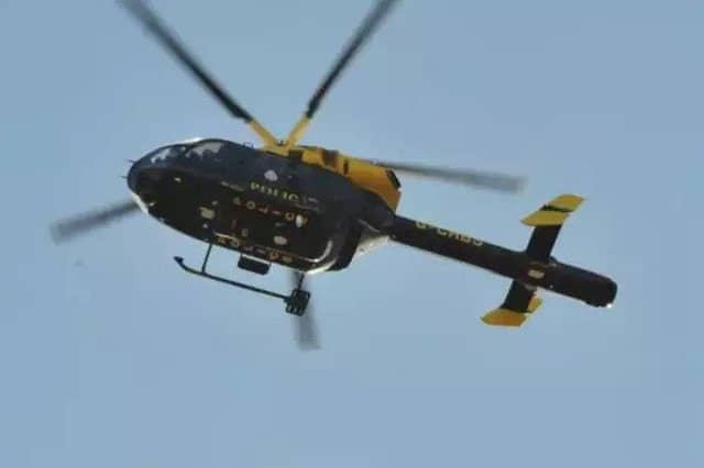 The Cambridgeshire Police helicopter over Peterborough