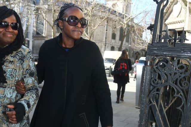 Disgraced MP Fiona Onasanya (right) arrives outside The Royal Courts of Justice for her conviction challenge with an unidentified woman The Peterborough MP was jailed for three months after being found guilty of perverting the course of justice by lying to police to avoid a speeding charge. PRESS ASSOCIATION Photo. Picture date: Tuesday March 5, 2019. See PA story COURTS Onasanya. Photo credit should read: Yui Mok/PA Wire EMN-190503-110553001