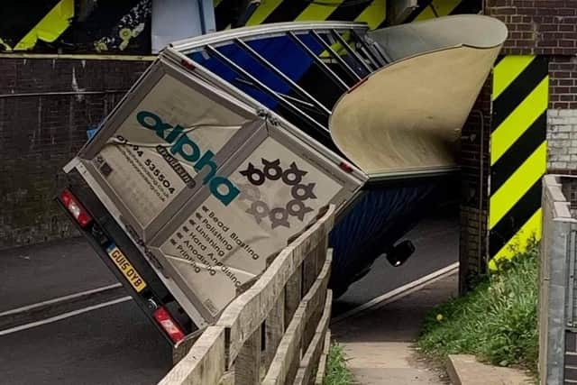 The HGV crashed into Stuntney Bridge in Ely. Photo: SWNS