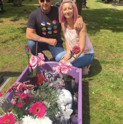 Simon and Michelle at Darcey's grave