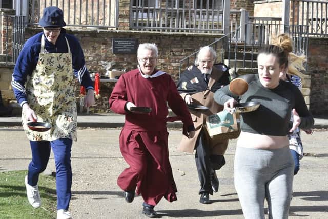 Competitors in the pancake races