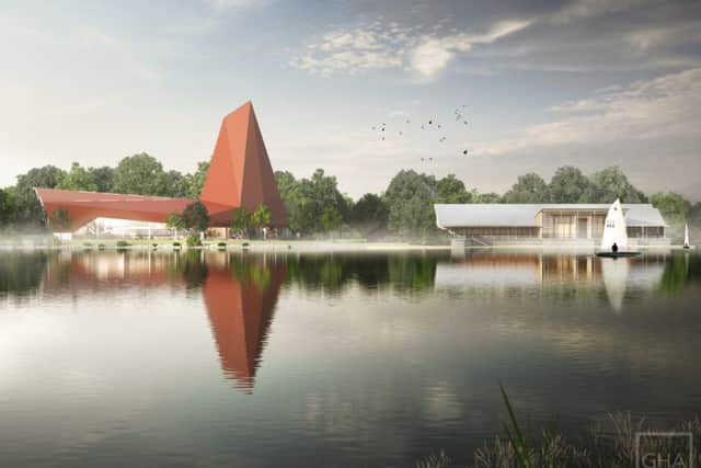 The planned climbing activity centre from Gunwade Lake.