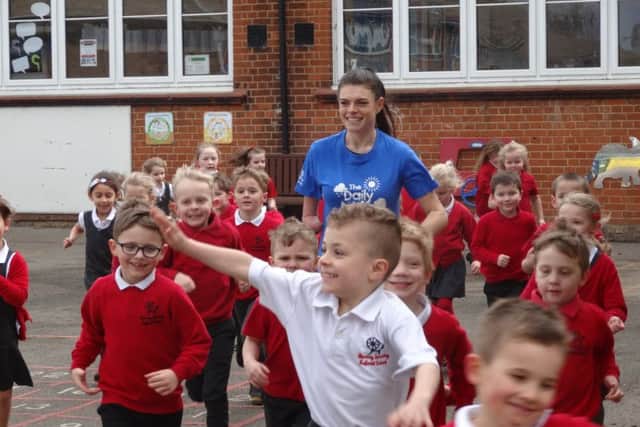 Lauren joins pupils in Ramsey on a run