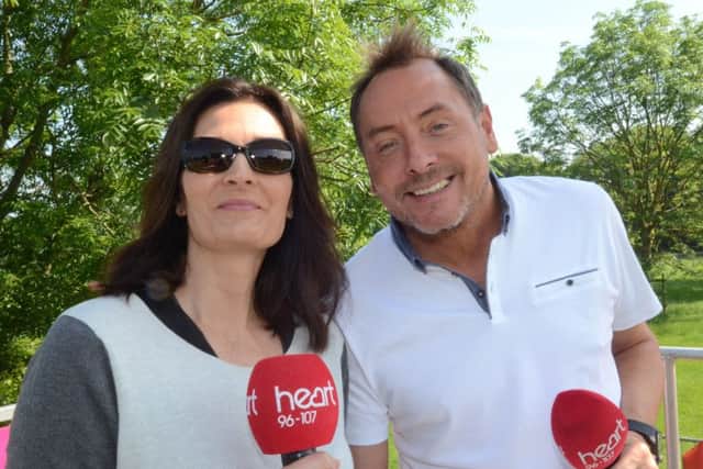 Kev Lawrence and Ros Webb hosting the Race For Life.