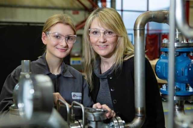 Engineering apprentice April Edwards and sales manager Sharron King.