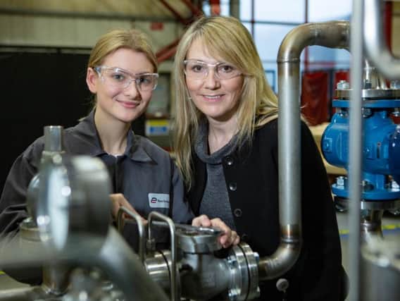 Engineering apprentice April Edwards and sales manager Sharron King.