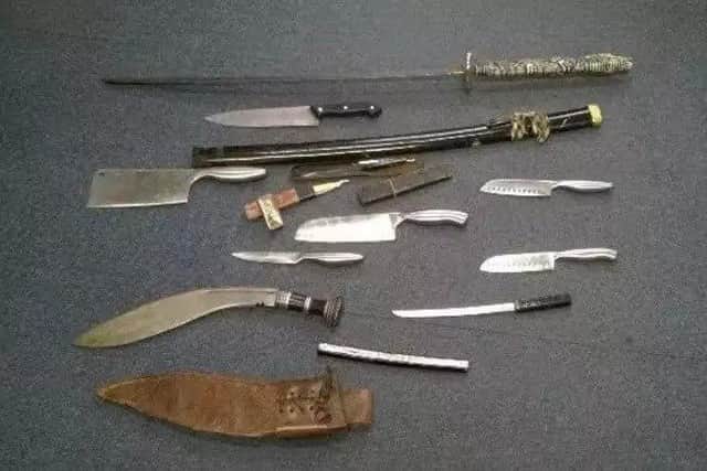 Weapons handed in during a previous knife amnesty in Cambridgeshire