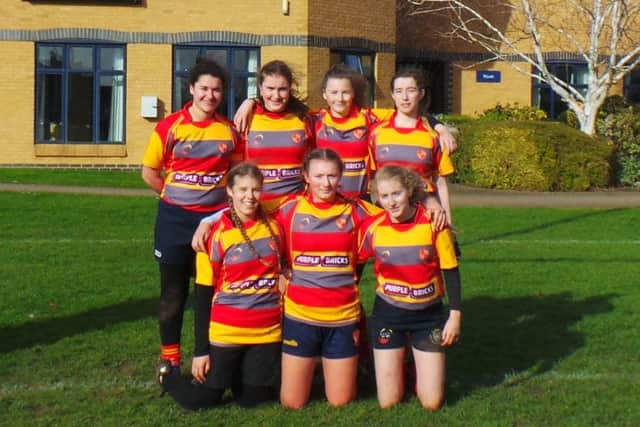The Borough Under 18 girls team which played sevens at Oundle School.