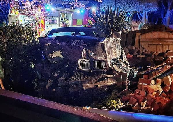The wrecked BMW. Photo: Cambridgeshire Fire and Rescue Service