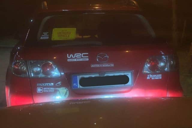 Peterborough - untaxed foreign registered vehicle. Theres a misconception that a car can be here on foreign plates for up to 6 months, but this isnt true for UK residents. Driver had lived here for 8 years, so cannot drive his foreign plated vehicle in the UK