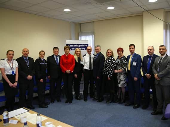 Her Excellency Baiba Braze, Ambassador of Latvia to the United Kingdom, Ints Kuzis, Chief of the Latvian State Police, Andrejs Grisins, Deputy Chief Commissioner and Head of the Latvian Central Criminal Police Department, and Edgars Strautmanis, Police Liaison Officer at the Embassy of Latvia in London, all joined members of the Peterborough local policing teamon Thursday afternoon,March 7.