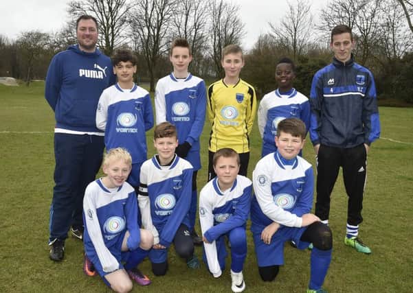 Bretton North End Under 12s are pictured before their 3-0 win over Oundle. From the left are, back,  Alex Riddell, Arnez Harrison, Ben Smith, Elliott Riddell, Gabriel Silva Embalo, Nathaniel Chivers, front,  Liam Jones, Leon Cruddace, Deacon Horn and Jack Sharp.