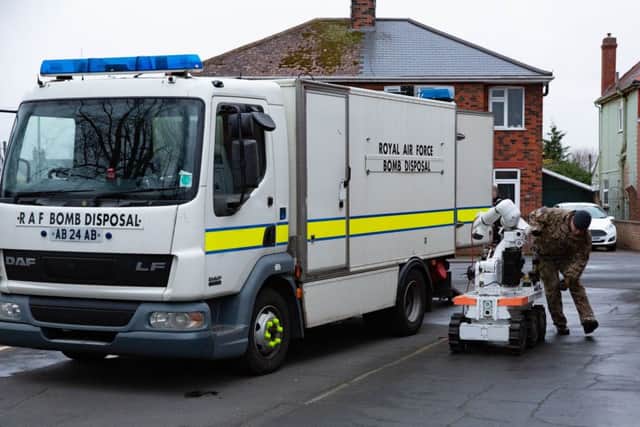 RAF Bomb disposal called after reports of a suspicious package.. New Road, Peterborough Saturday 16 March 2019.  Picture by Terry Harris. THA