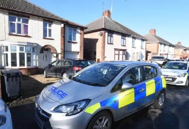 A heavy police presence in New Road in Peterborough